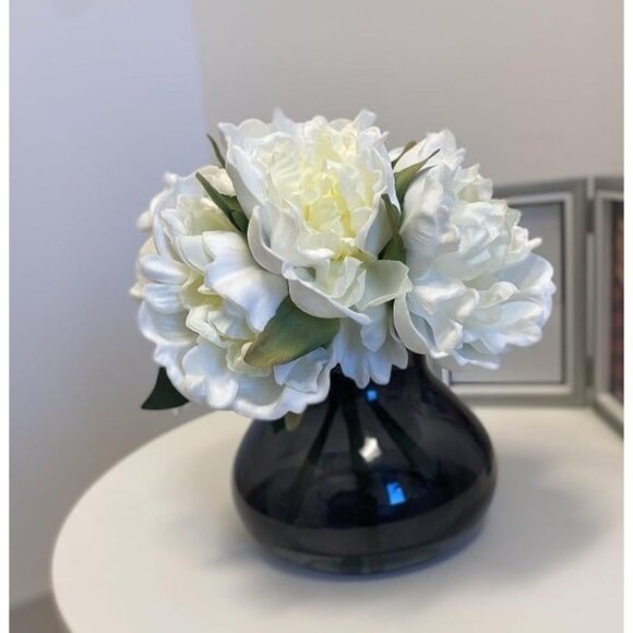 New Peonies Artificial Flowers with Vase White Peony Fake Flowers Faux Silk - Picture 2 of 2